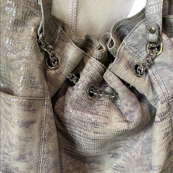 Michael Kors Sueded Leather Grey Snakeskin Purse - Picture 4 of 9
